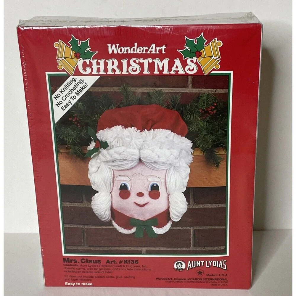 VINTAGE 1991 WONDER ART CHRISTMAS MRS.CLAUS AUNT LYDIA'S OLD NO KNIT NO CROCHET